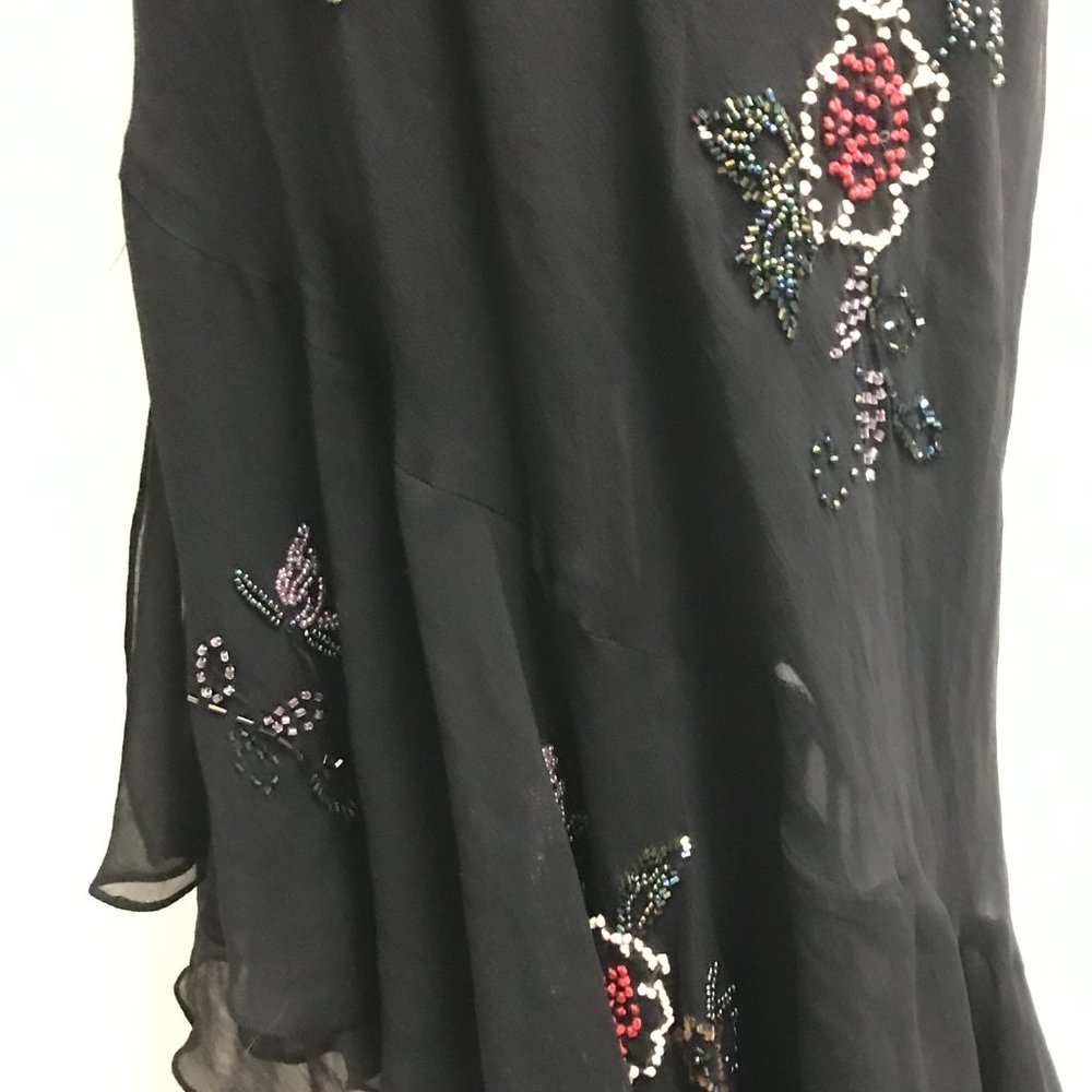 Sue Wong beaded silk long maxi evening dress floral embellished 8 party - Picture 6 of 10